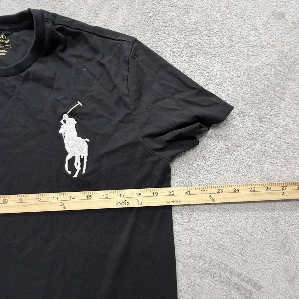 Polo Ralph Lauren Shirt Mens M Black Embroidered Big Pony Crewneck Cotton